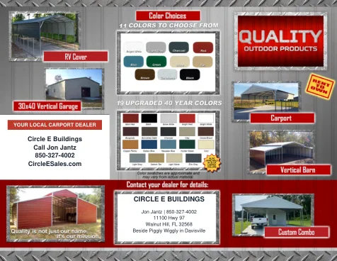 Quality Outdoor Products brochure customized with Circle E contact details